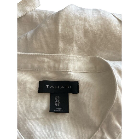Tahari Woman’s‎ Ivory Linen Blend Dress Size 4 MIDI Sleeveless - Picture 8 of 12